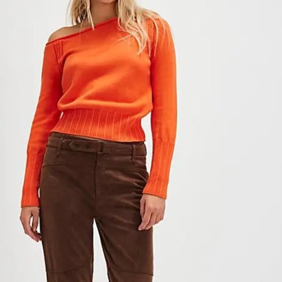 #294 NWT Free People Marceille Long-Sleeve Pullover in Scarlet Ibis - Picture 3 of 7